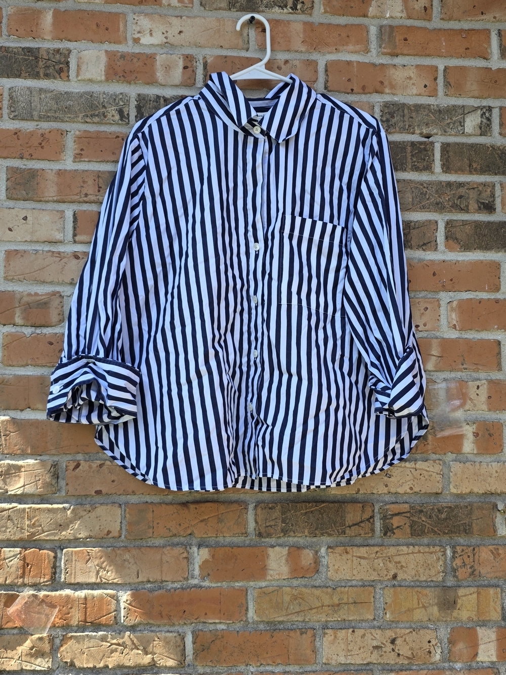 Madewell Blue and White Striped Button-Up Shirt - Picture 8 of 16
